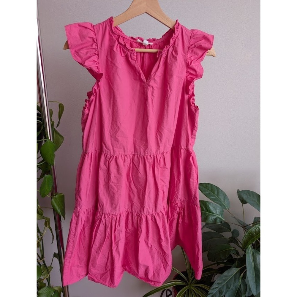 Pink tiered dress 100% Cotton babydoll Ruffle Fuschia girly feminine lolita